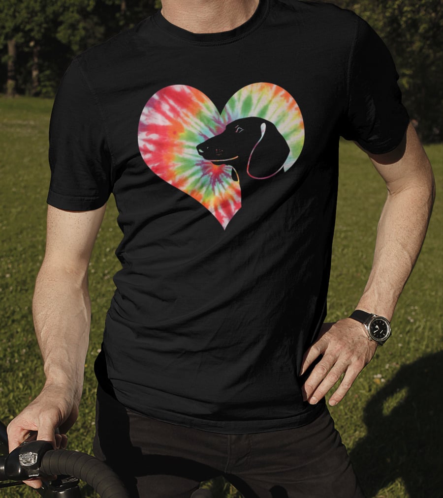 Dachshund Dog Heart Tie Dye Valentines T-Shirt