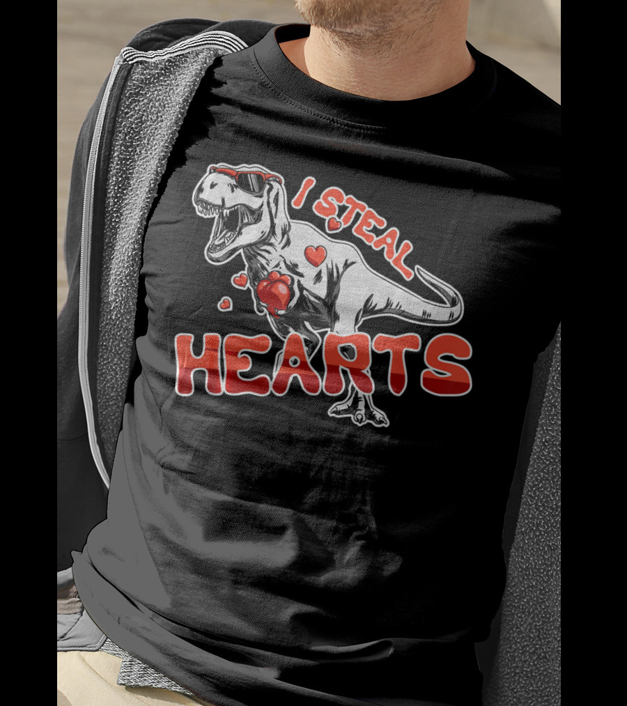 Dinosaur I Steal Hearts Valentine T-Shirt