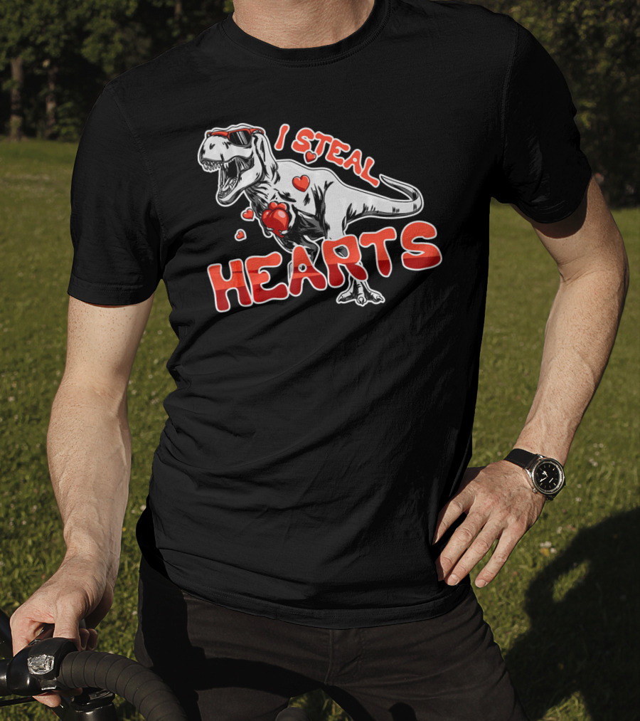 Dinosaur I Steal Hearts Valentine T-Shirt