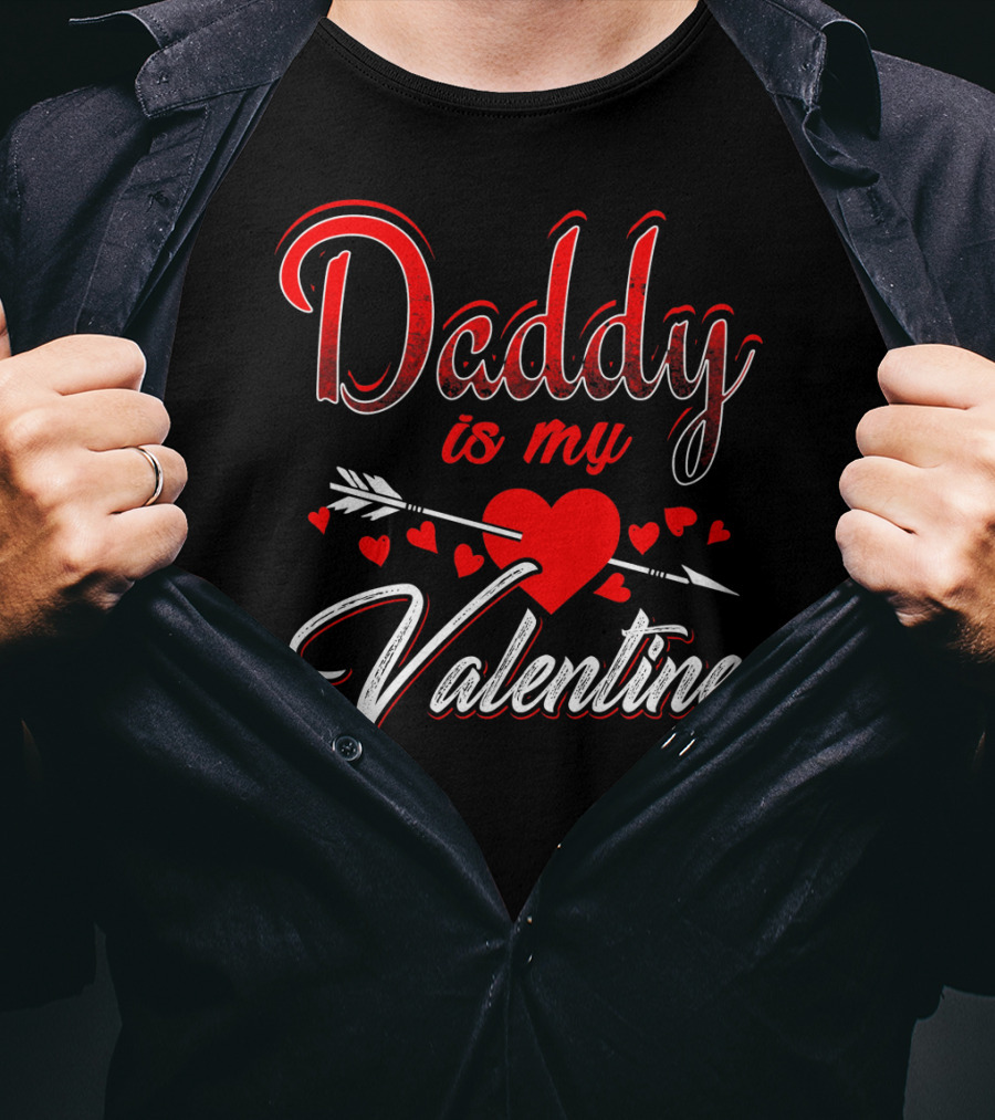 Daddy Is My Valentine Heart Arrow Kids Son T-Shirt