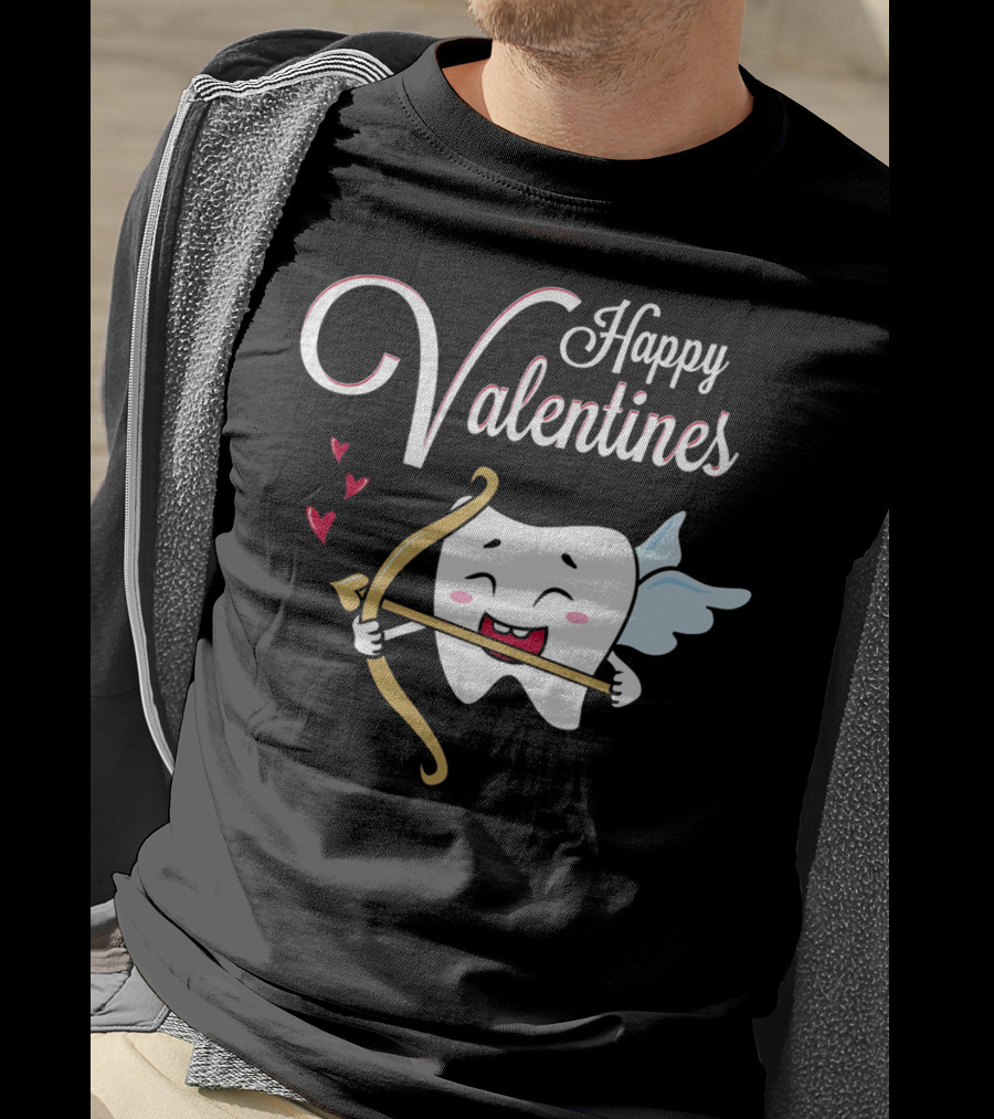 Happy Valentines Dental Hygienist Dentist Tooth Cupid T-Shirt