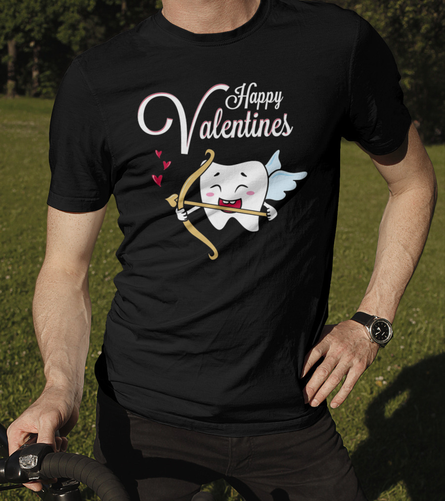 Happy Valentines Dental Hygienist Dentist Tooth Cupid T-Shirt