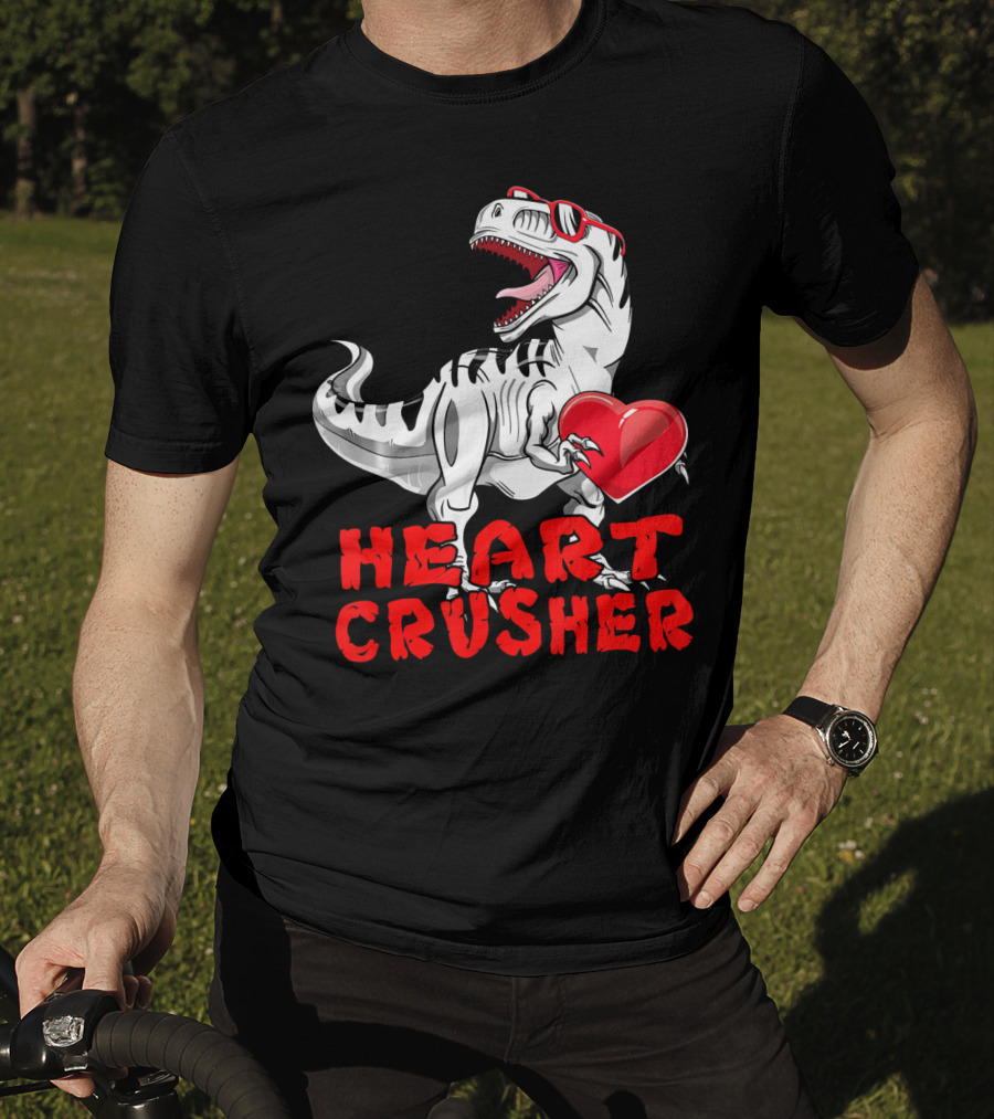 Dinosaur Valentines Day Heart Crusher T-Shirt