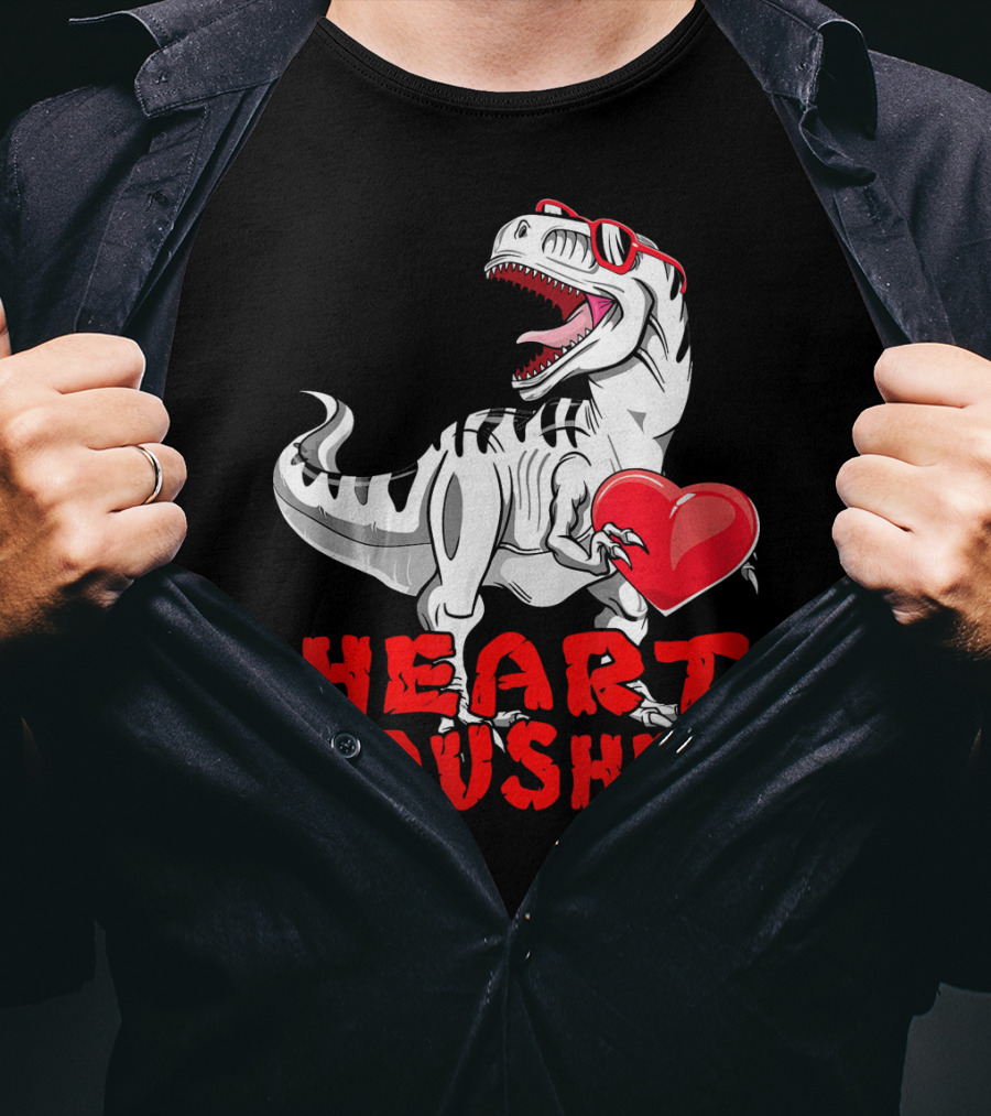 Dinosaur Valentines Day Heart Crusher T-Shirt