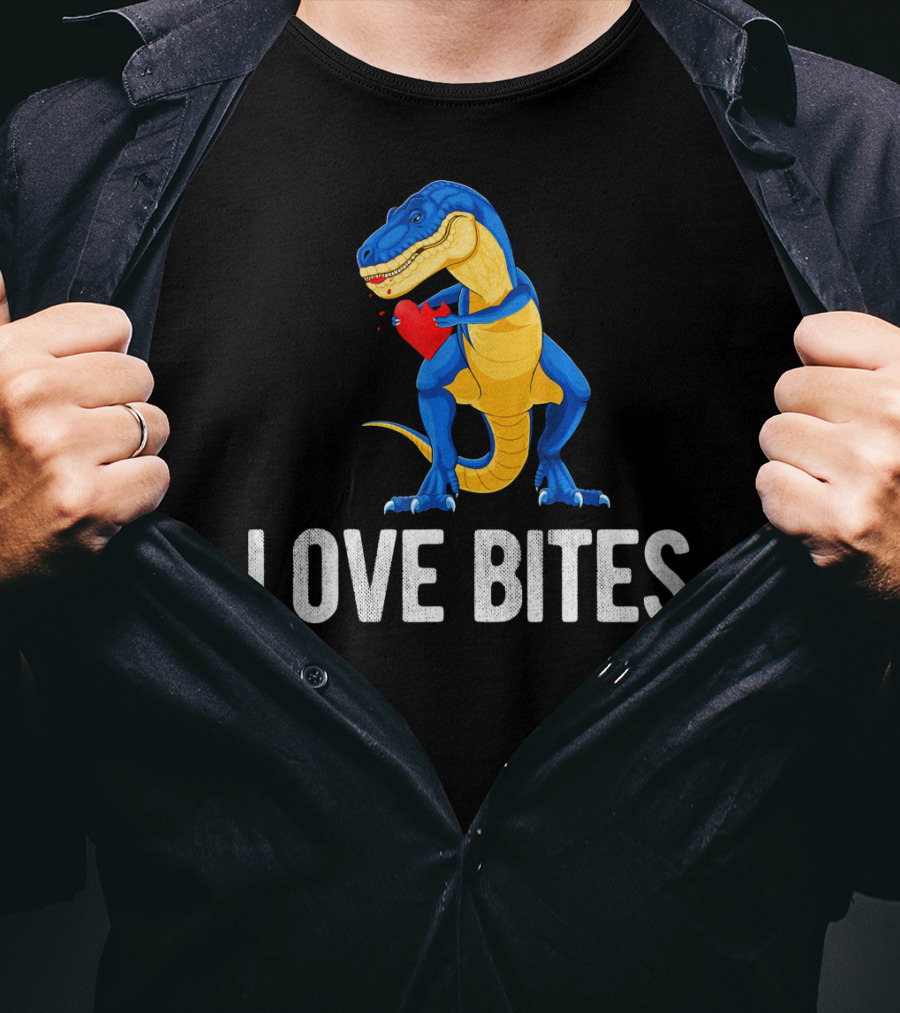 Love Bites Dinosaur Rex Valentines Day T-Shirt