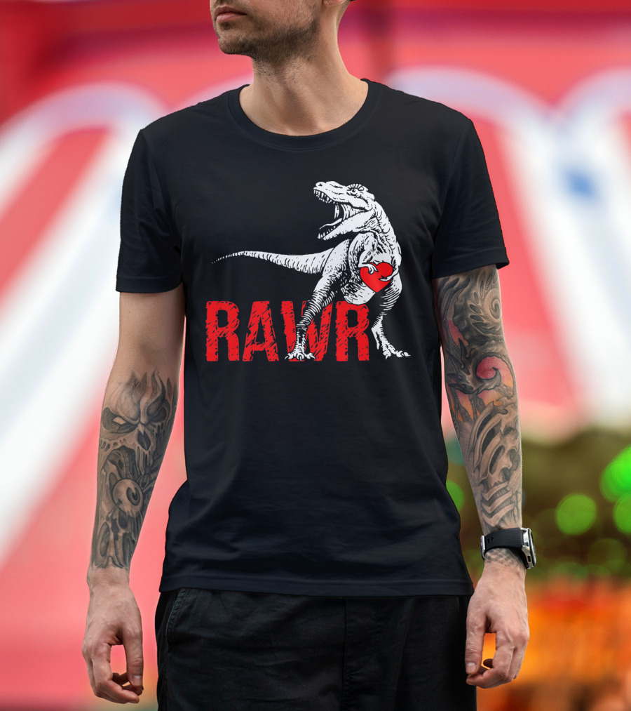 RAWR Dinosaur Valentine Heart T-Shirt
