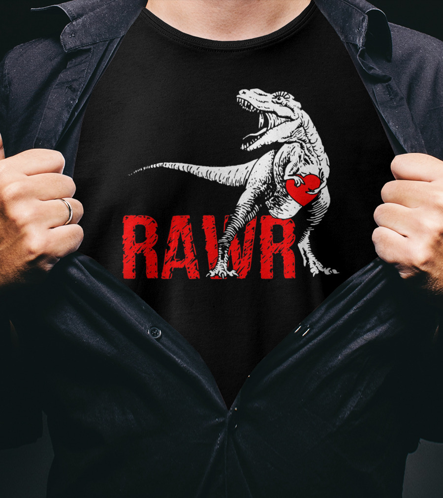 RAWR Dinosaur Valentine Heart T-Shirt