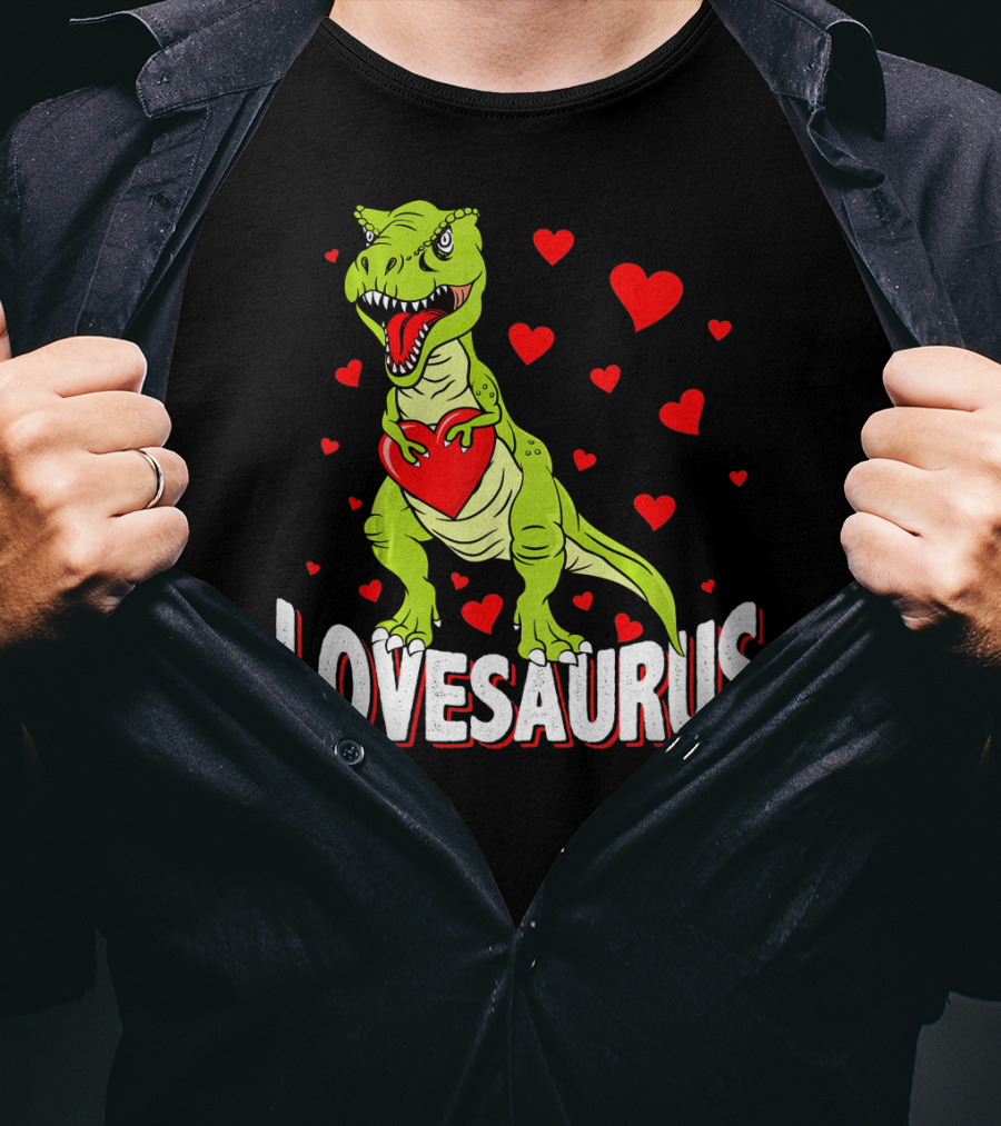 Lovesaurus Dinosaur Valentine Day Hearts T-Shirt