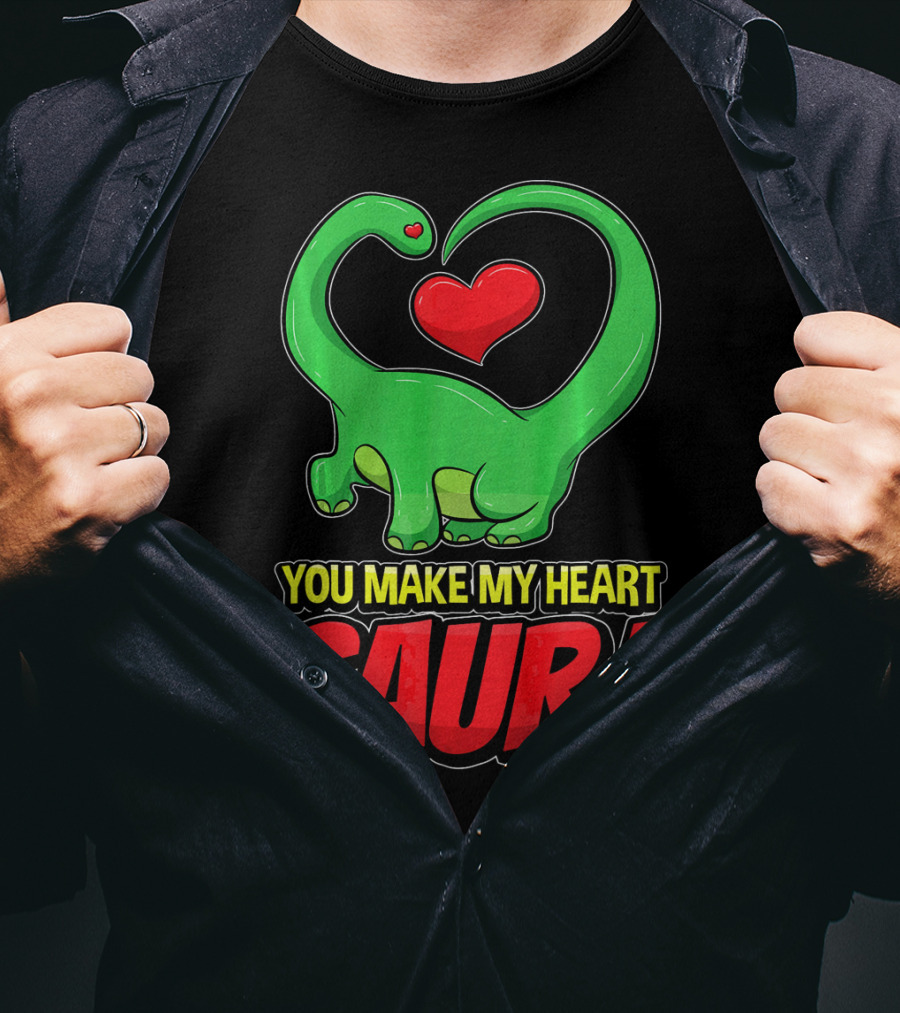 You Make My Heart SAUR Dinosaur Valentines T-Shirt