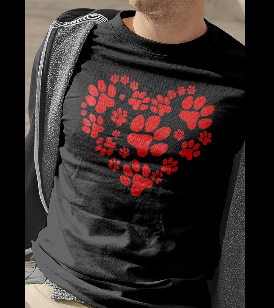 Dog Paw Heart Valentine Love Paws T-Shirt