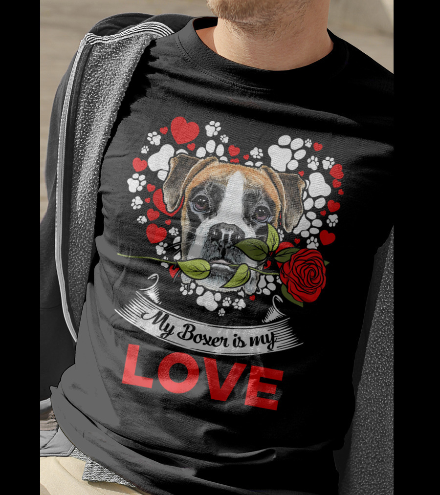 Dog Lover For Womens My Boxer Is My Love T-Shirt