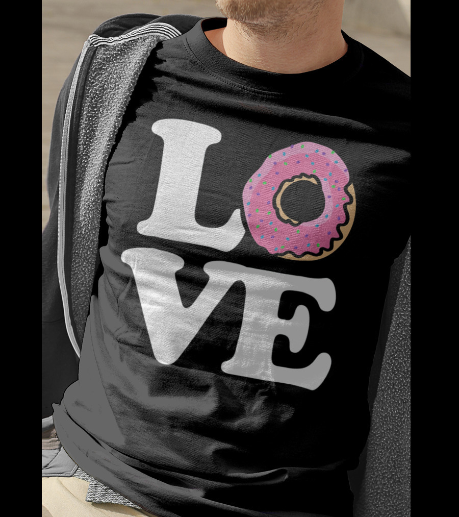 Love For Donut Lovers With Pink Frosted Donut T-Shirt