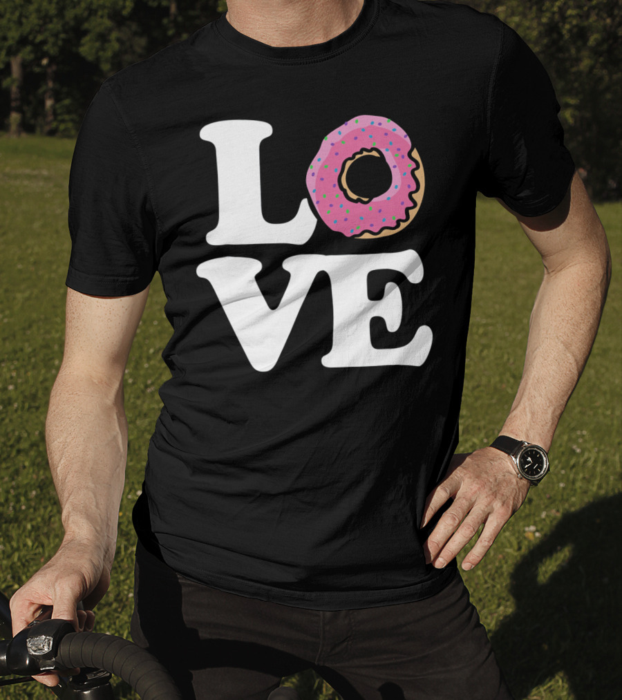 Love For Donut Lovers With Pink Frosted Donut T-Shirt