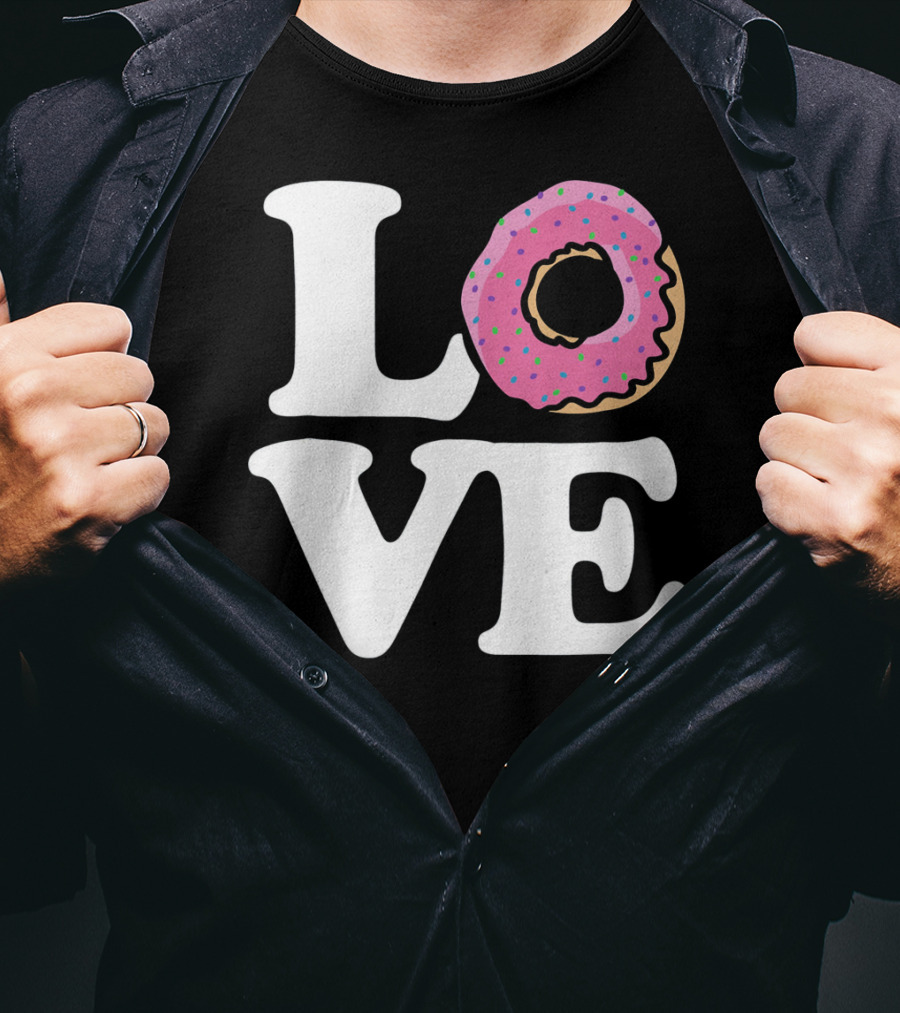 Love For Donut Lovers With Pink Frosted Donut T-Shirt