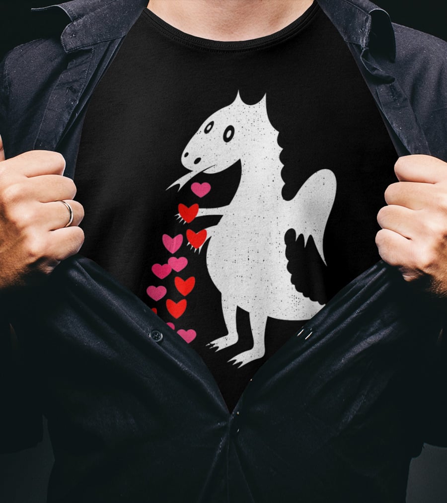 Dragon Spitting Love Hearts Anti Valentine's Day T-Shirt