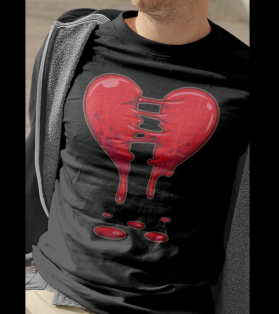 Dripping Broken Heart Halloween Valentin Red Graffiti T-Shirt