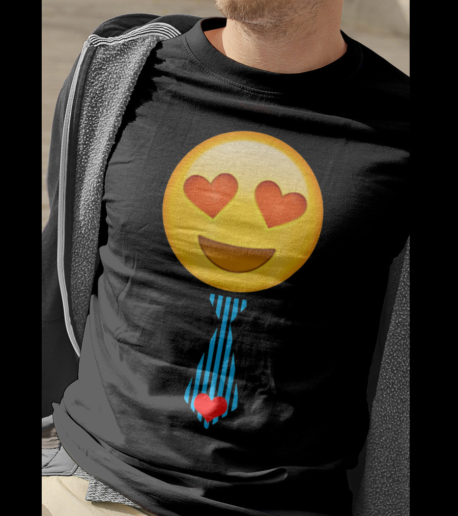 Emoji Heart Eyes Heart Tie Valentine T-Shirt