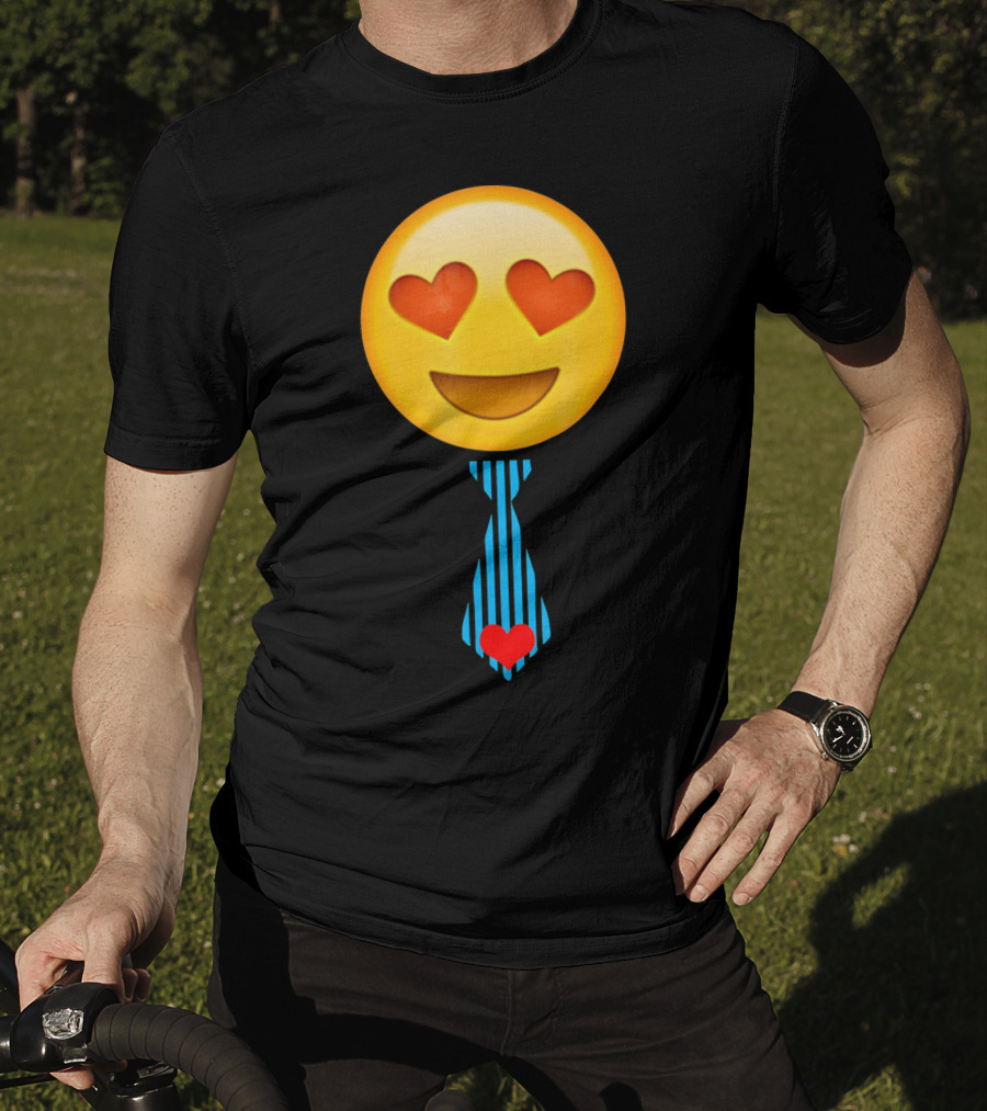 Emoji Heart Eyes Heart Tie Valentine T-Shirt