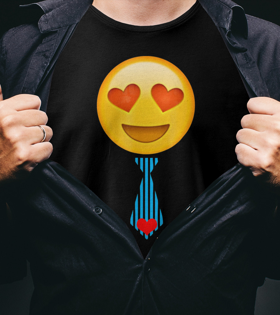Emoji Heart Eyes Heart Tie Valentine T-Shirt