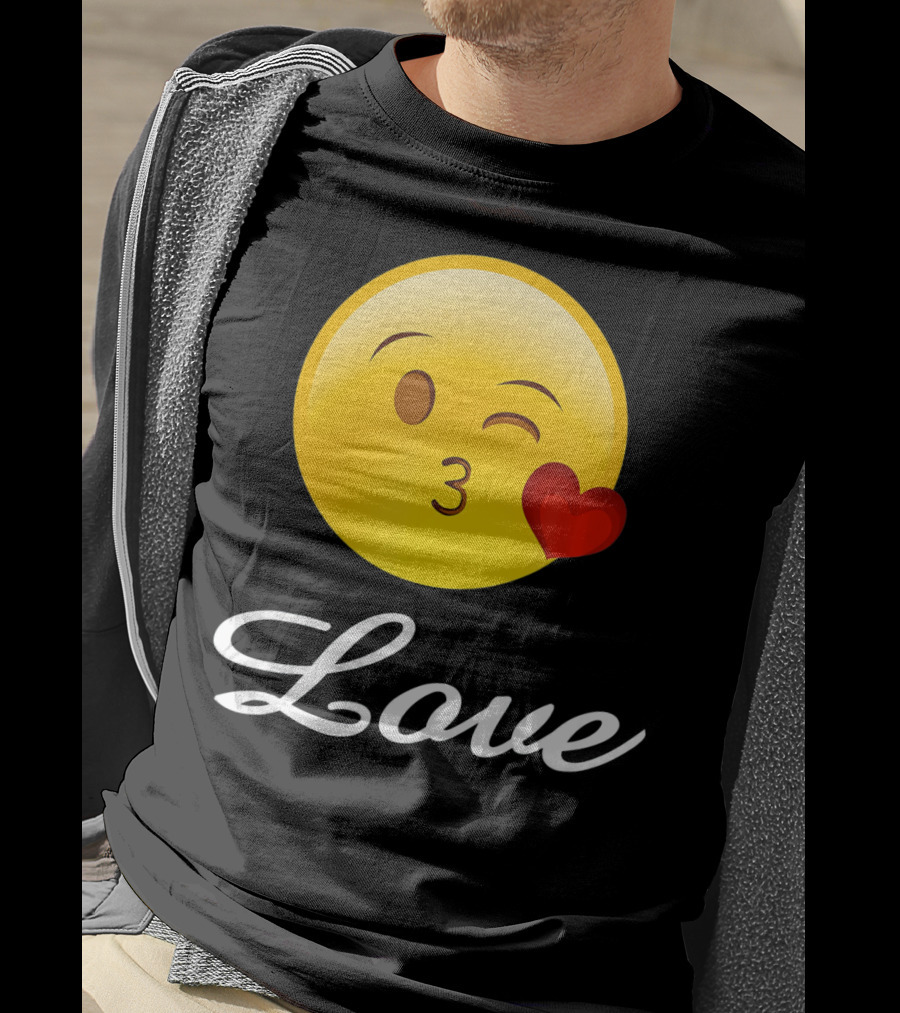 Love Emoji Valentines Day Heart Kiss T-Shirt