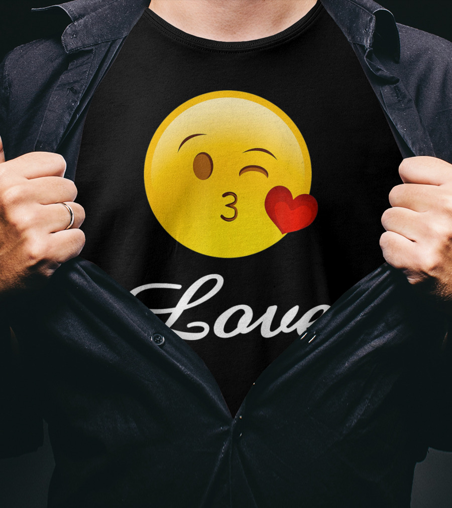 Love Emoji Valentines Day Heart Kiss T-Shirt