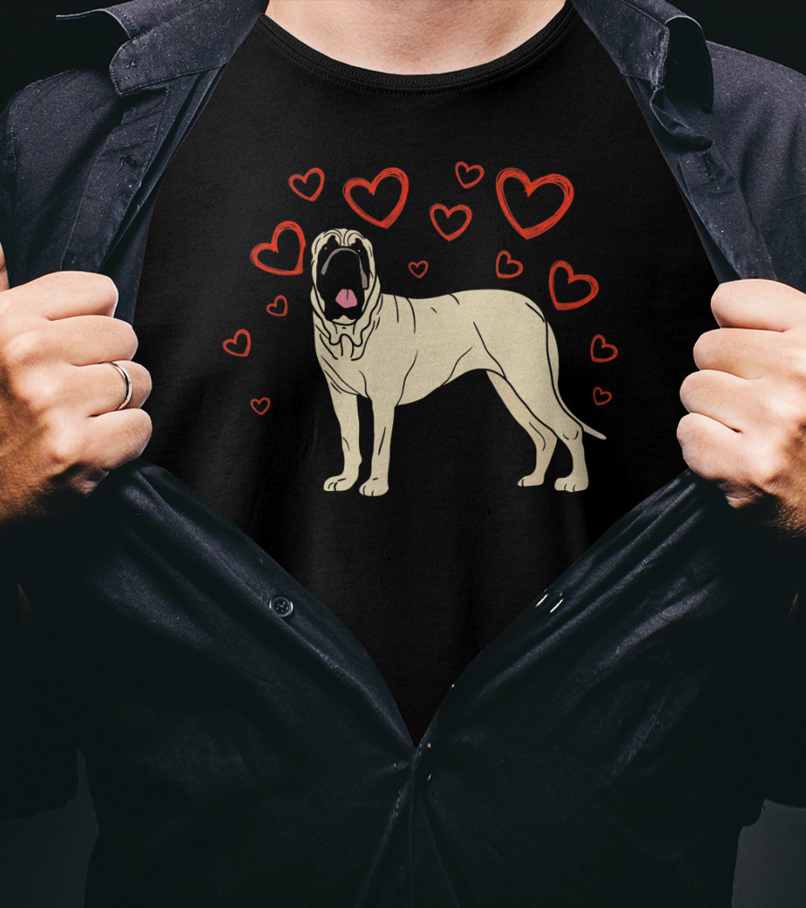 English Mastiff Surrounded By Hearts My Valentine LS T-Shirt