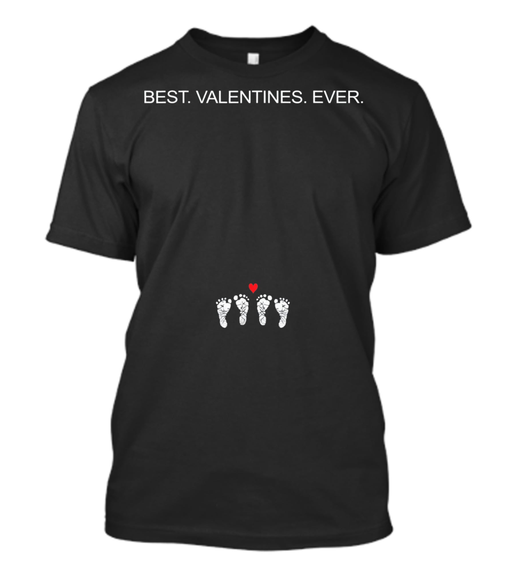 BEST VALENTINES EVER Expecting Mom Twin Baby Feet Heart T-Shirt