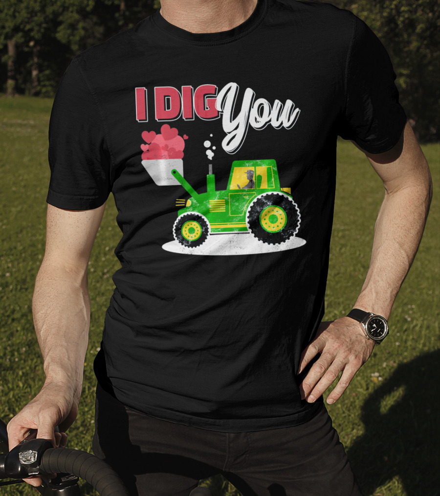 I Dig You Farmer Valentine's Day Tractor Hearts T-Shirt