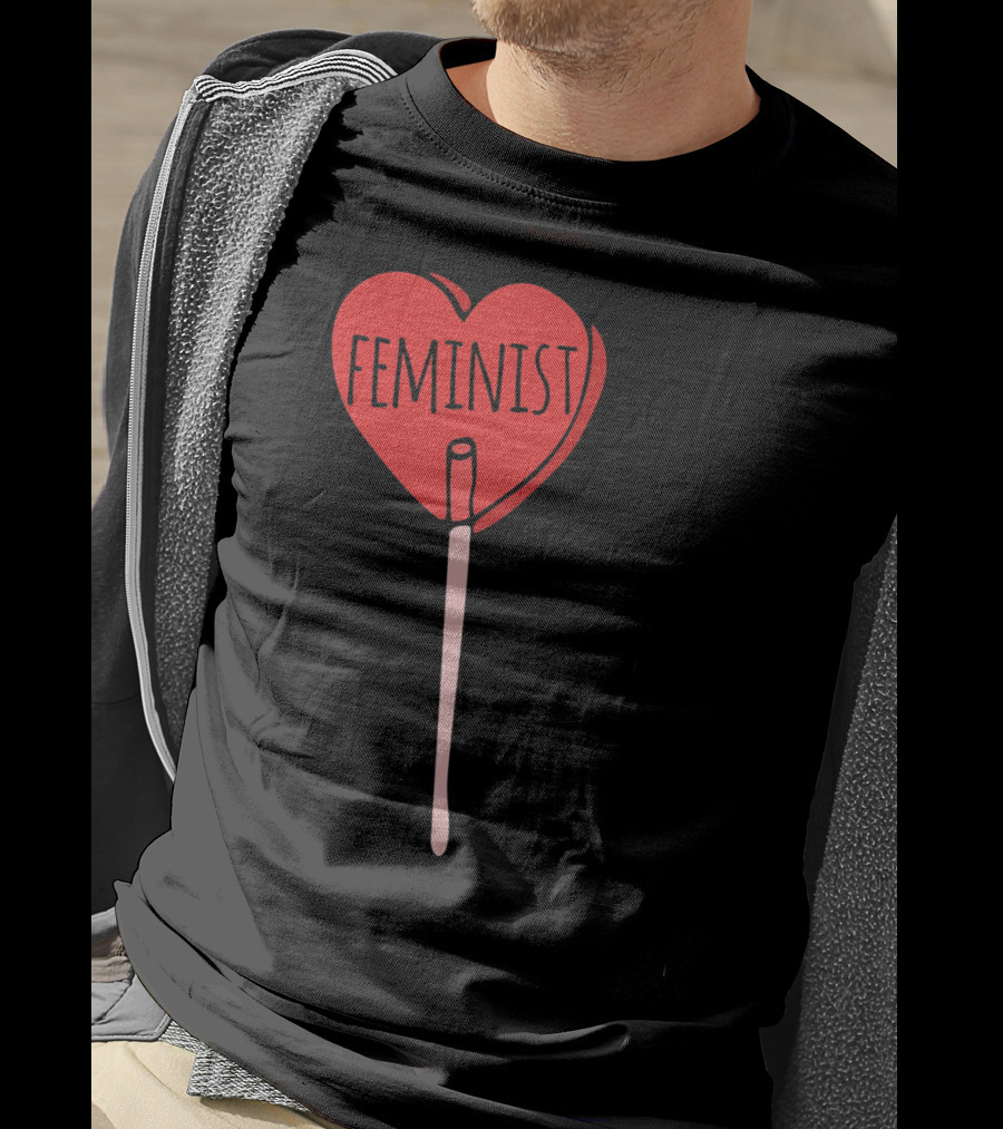 Feminist Red Heart Lollipop Valentine Sucker T-Shirt