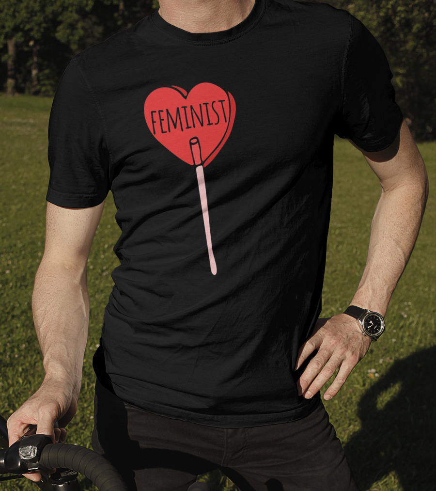 Feminist Red Heart Lollipop Valentine Sucker T-Shirt