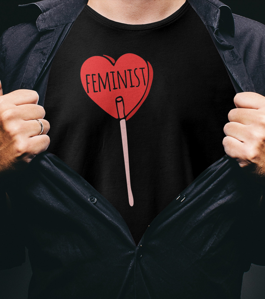 Feminist Red Heart Lollipop Valentine Sucker T-Shirt