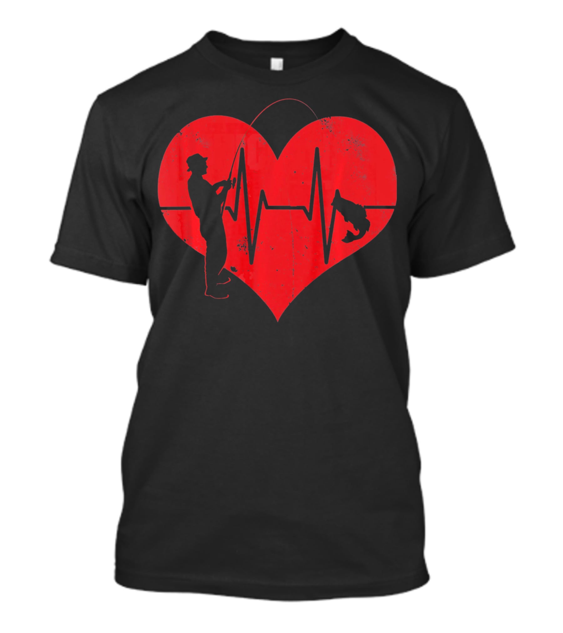 Fishing Heartbeat Valentines Day Heart Fisherman T-Shirt