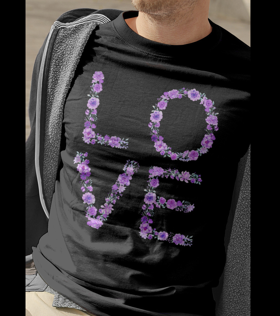 Love Floral Valentine Lilac Flowers T-Shirt