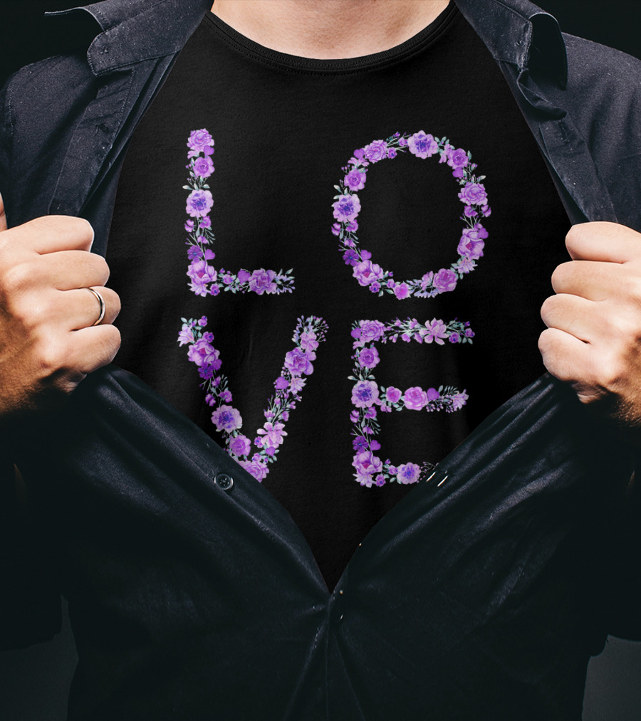 Love Floral Valentine Lilac Flowers T-Shirt