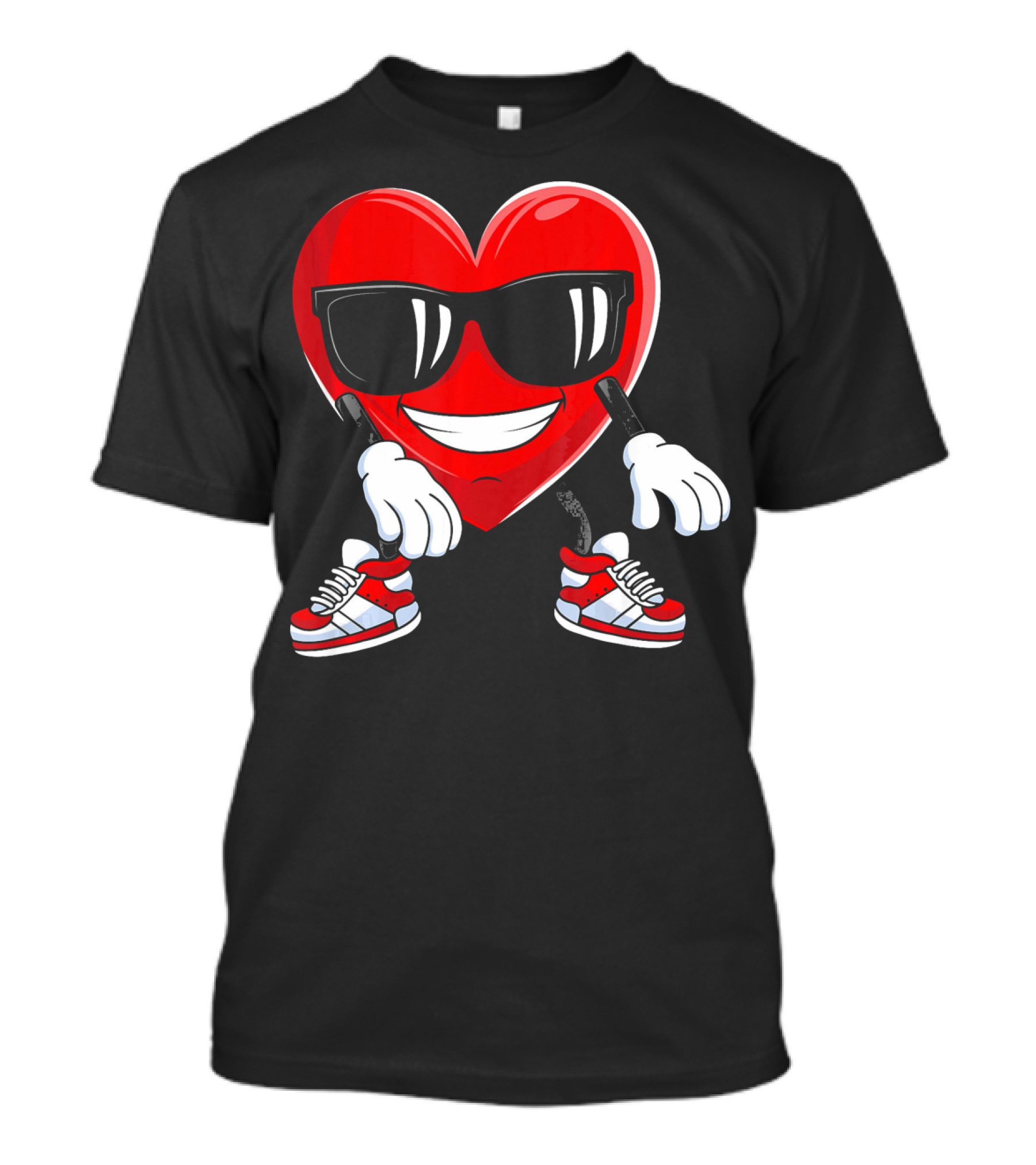 Floss Dance Heart Valentines Day Sunglasses Red Sneakers T-Shirt