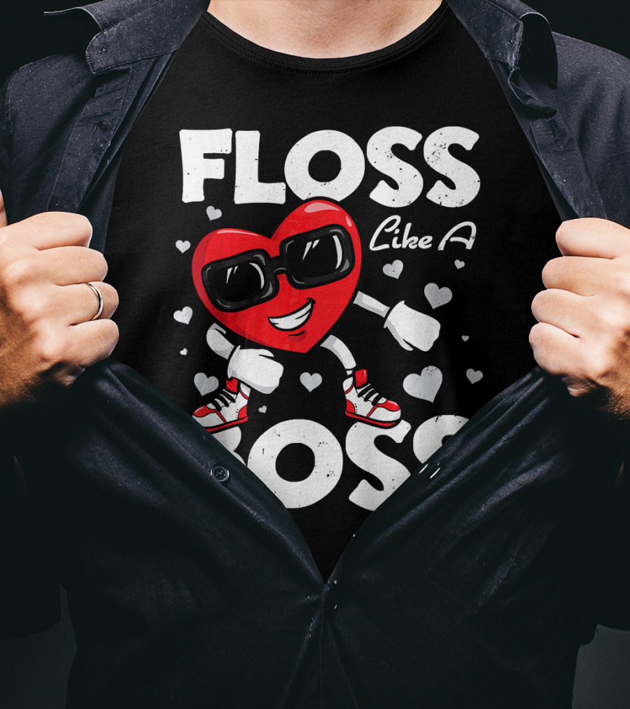 Floss Like A Boss Heart Dance Valentines T-Shirt