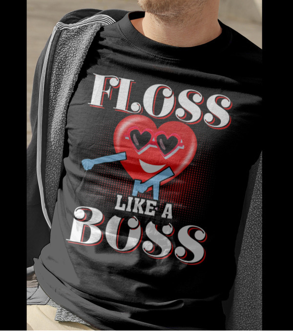 Floss Like A Boss Heart Valentines Day T-Shirt