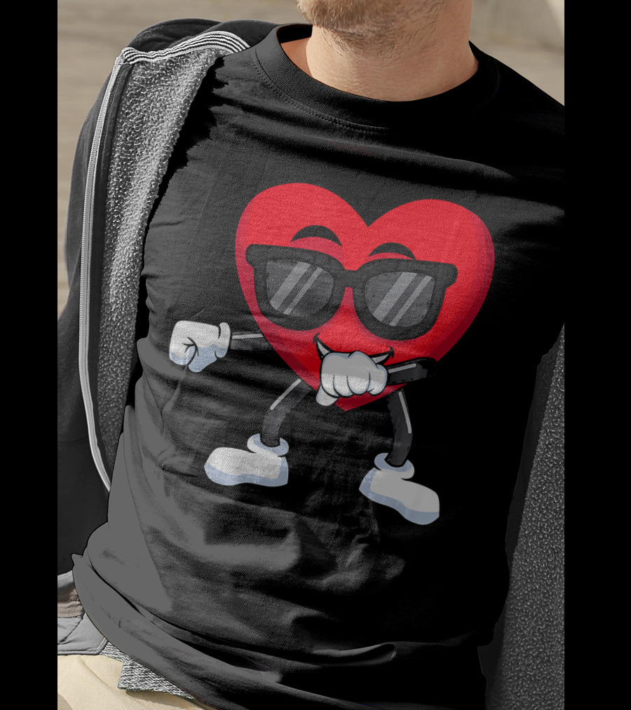 Dabbing Heart Valentines Day Boys Love T-Shirt