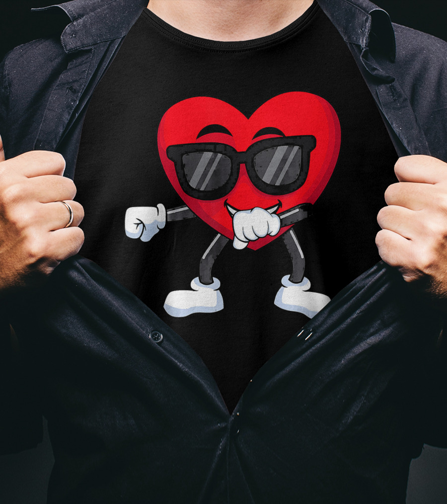 Dabbing Heart Valentines Day Boys Love T-Shirt