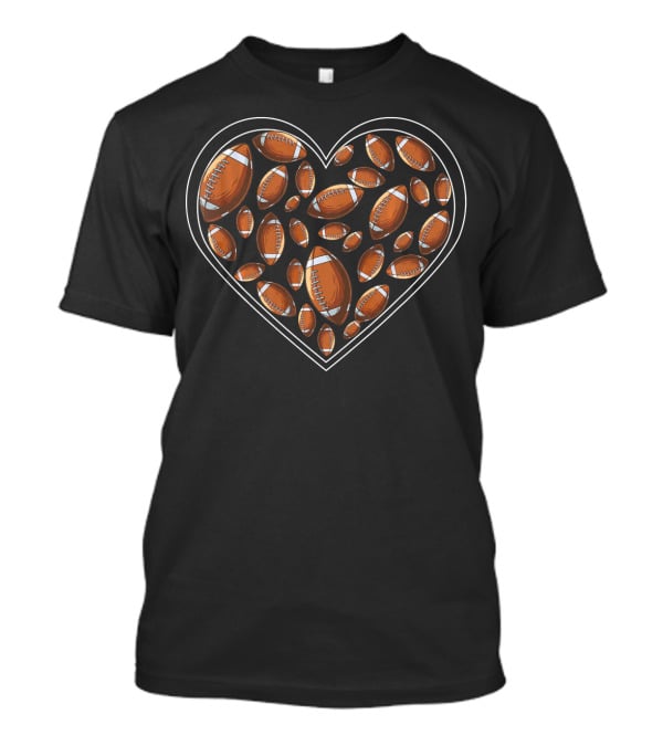 Heart Filled With Football Balls Sports Football Play T-Shirt