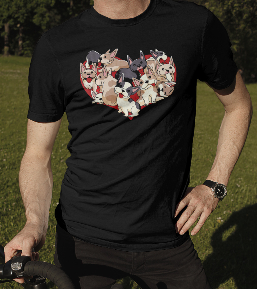 French Bulldog Heart Dog Frenchi Puppy Pack T-Shirt
