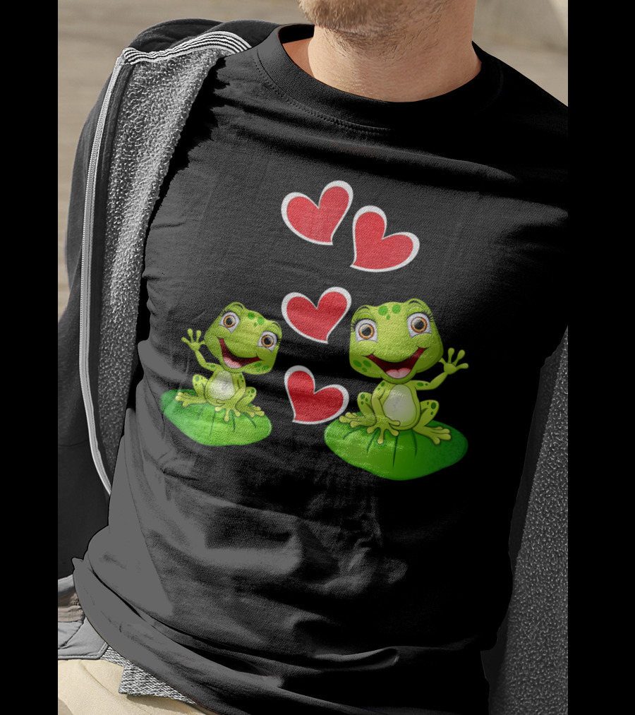 Frog Heart Valentine Day Animal Cute Frogs With Hearts T-Shirt