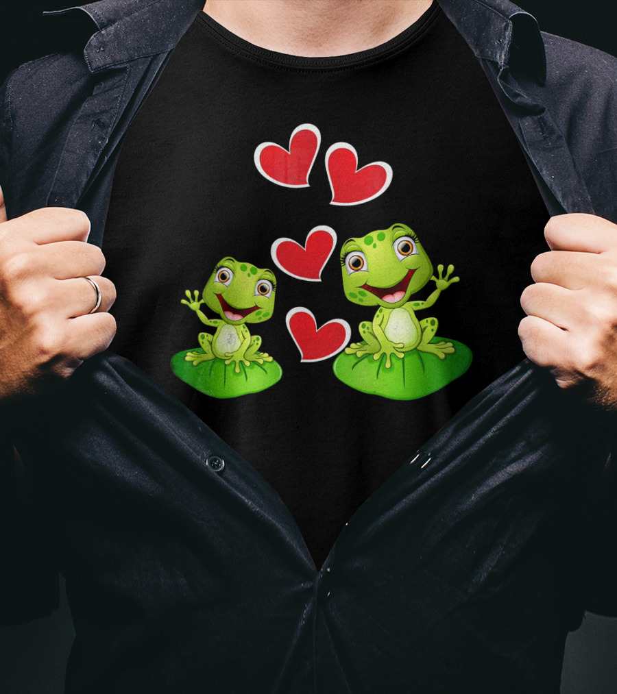 Frog Heart Valentine Day Animal Cute Frogs With Hearts T-Shirt