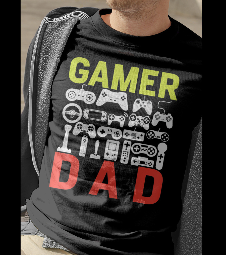Gamer Dad Vintage Controller Collection Funny Birthday T-Shirt