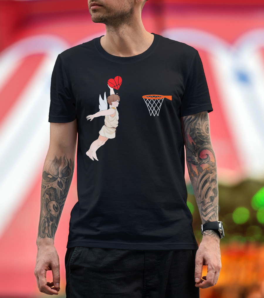 Cupid Dunking Heart Basketball Valentines Day for Bas T-Shirt