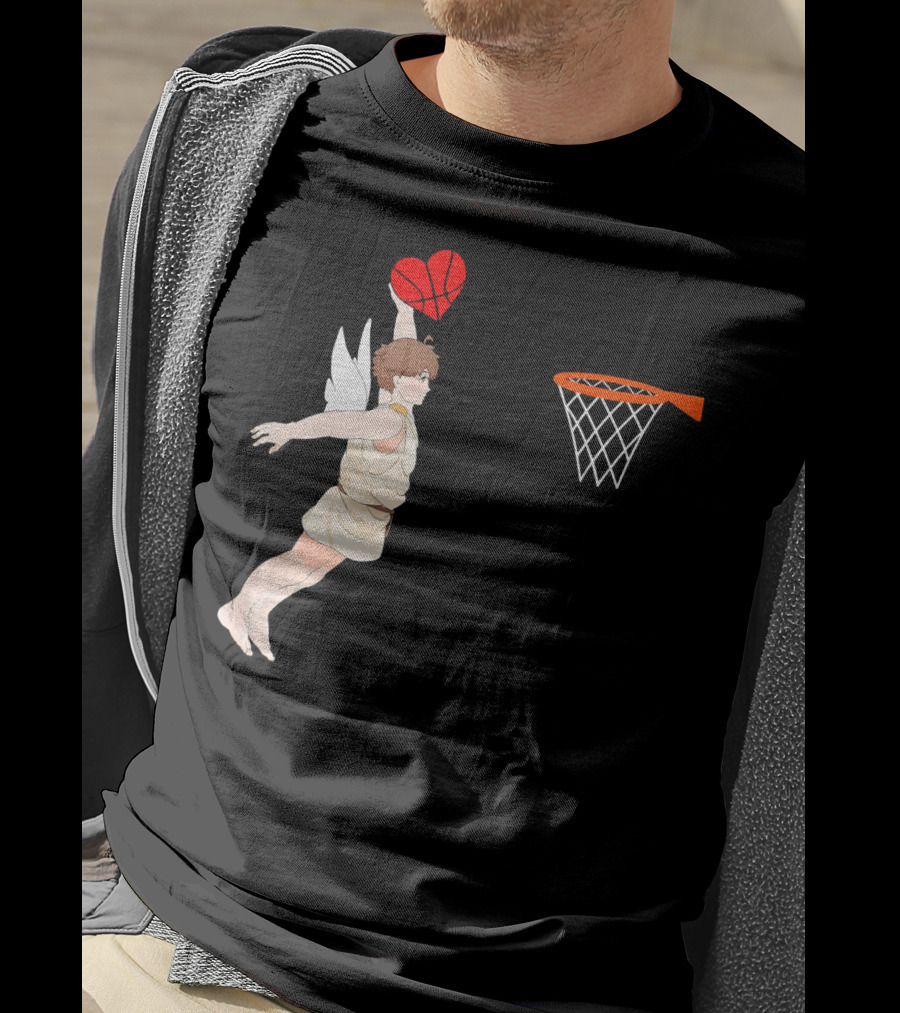 Cupid Dunking Heart Basketball Valentines Day For Bas T-Shirt