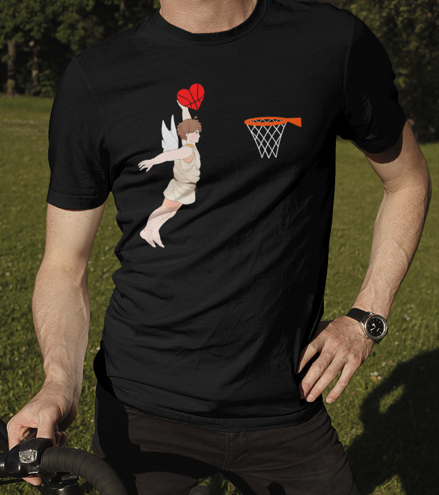 Cupid Dunking Heart Basketball Valentines Day For Bas T-Shirt