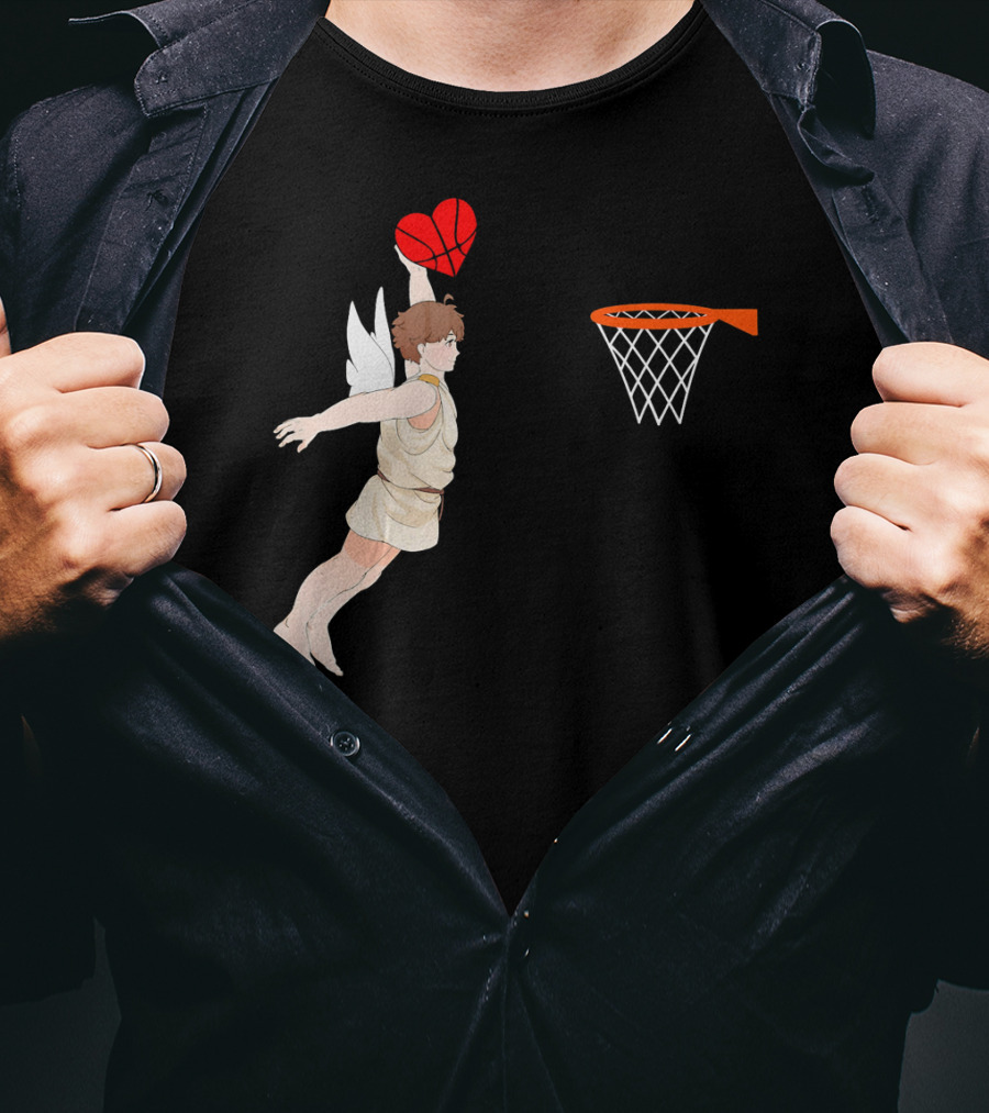 Cupid Dunking Heart Basketball Valentines Day For Bas T-Shirt