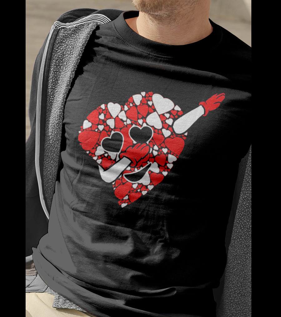 Funny Cute Dabbing Red White Hearts Vale T-Shirt