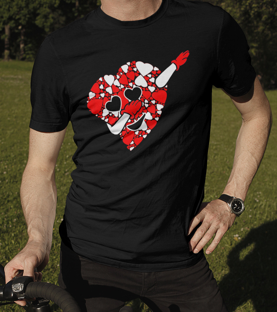 Funny Cute Dabbing Red White Hearts Vale T-Shirt